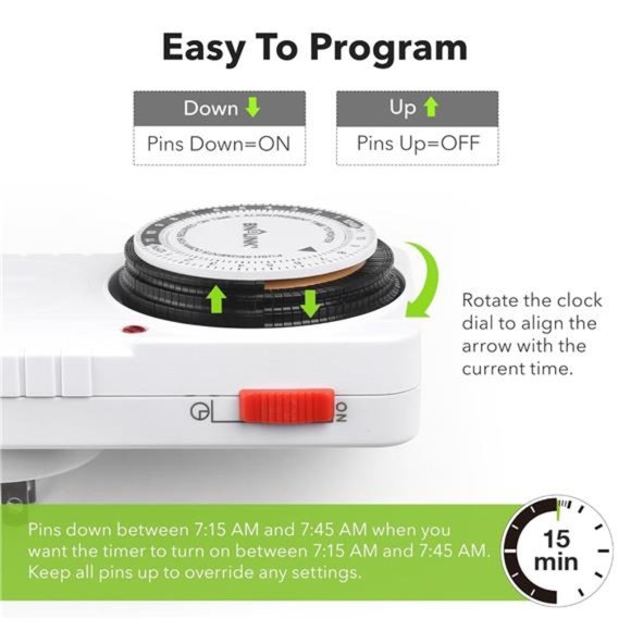 24 Hour Plug-in Mechanical Timer Grounded (1 Pack) - Picture 3 of 6